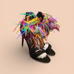 Colorful Feathered Women's Heels